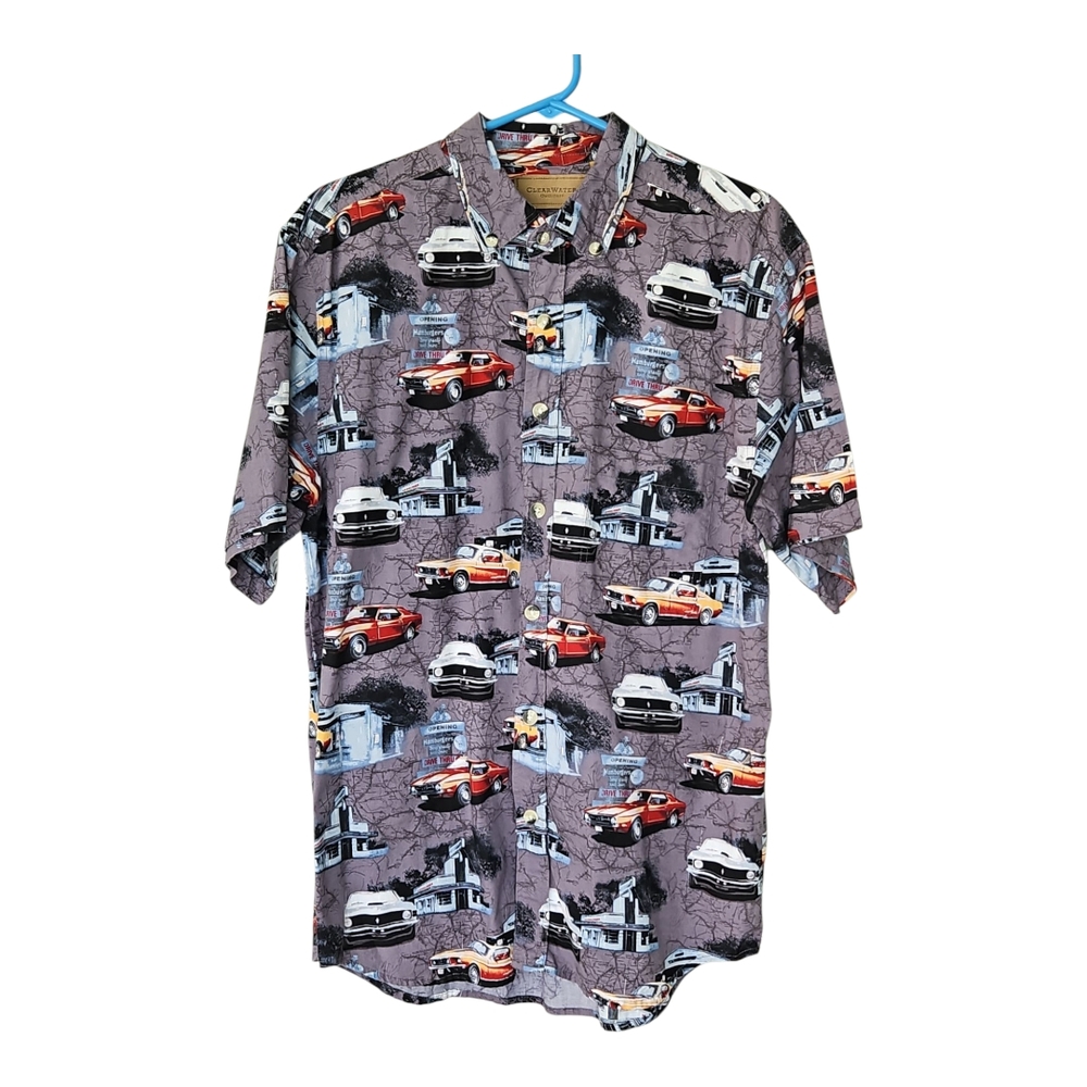 Men's Graphic Car Print Shirt - Multicolor